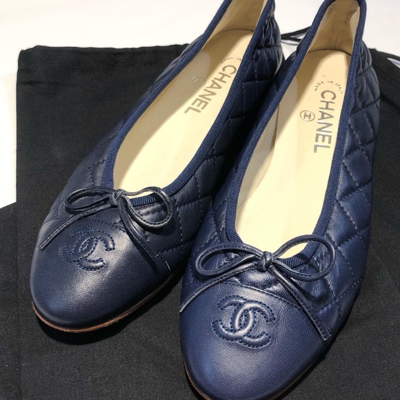 Navy chanel flats Clearance